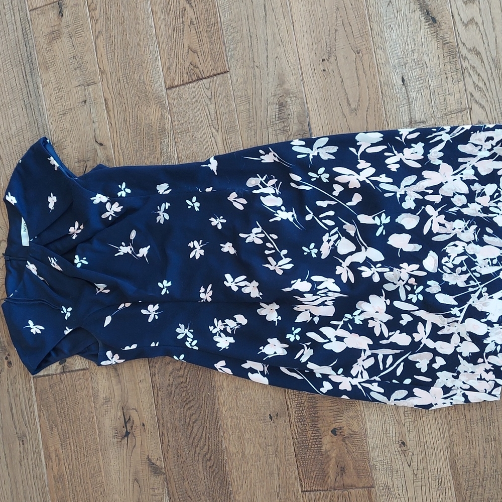 Mid length navy and pink dress